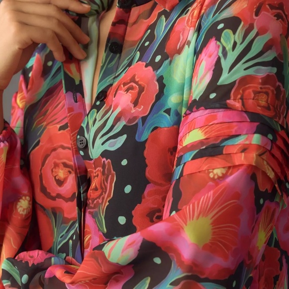 NWOT Farm Rio x Anthropologie Pleated Drop Waist Maxi Dress Size MEDIUM - Picture 4 of 9